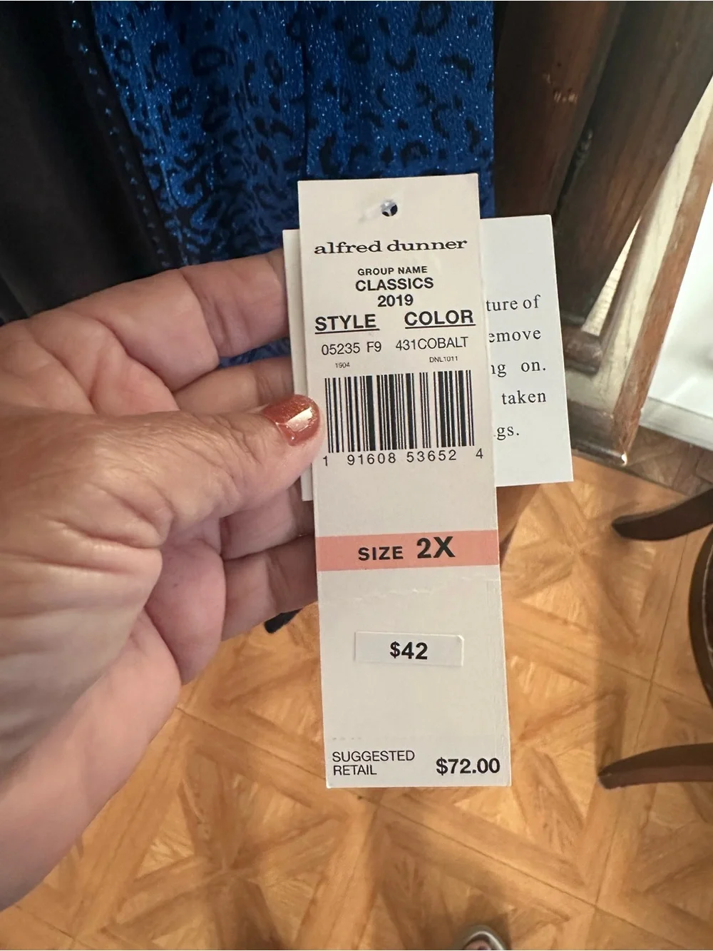 Alfred Dunner Blue and Black Open-Front Cardigan Sweater